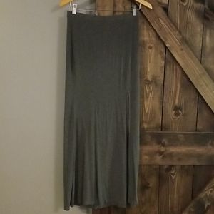Long Gray Fitted Skirt with Slit